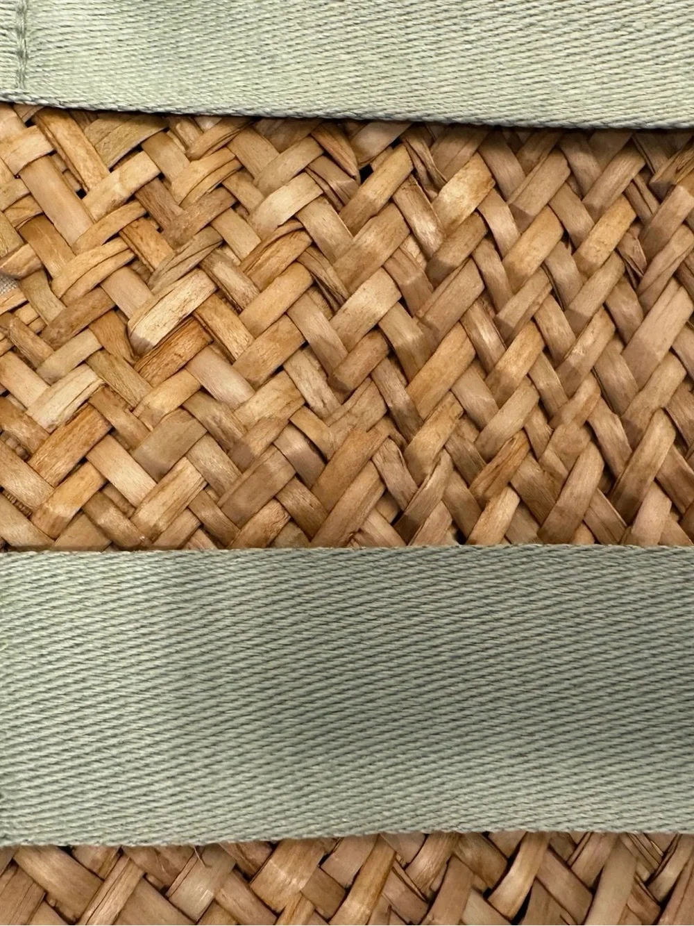 Zara Natural Straw Tote with Sage Green Straps